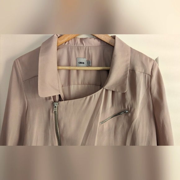ASOS mauve satin zip up bomber jacket / blazer - Picture 4 of 7